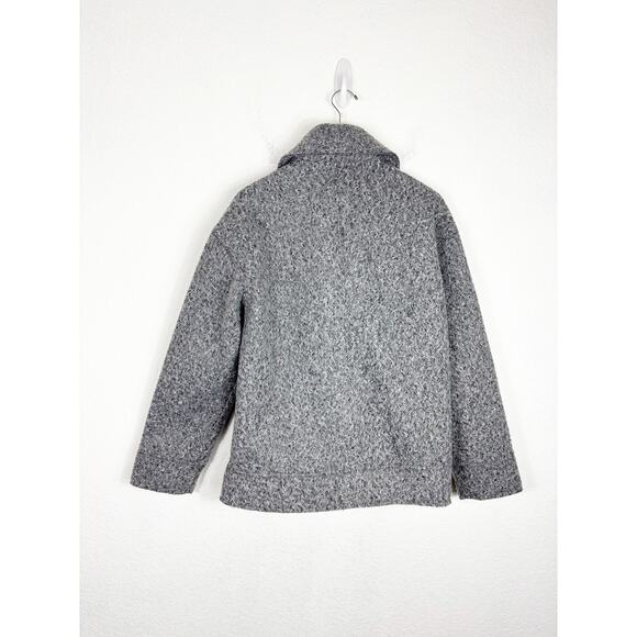 Zara Boucle Coat Gray Women’s Medium Oversized Peacoat Textured - Picture 12 of 13